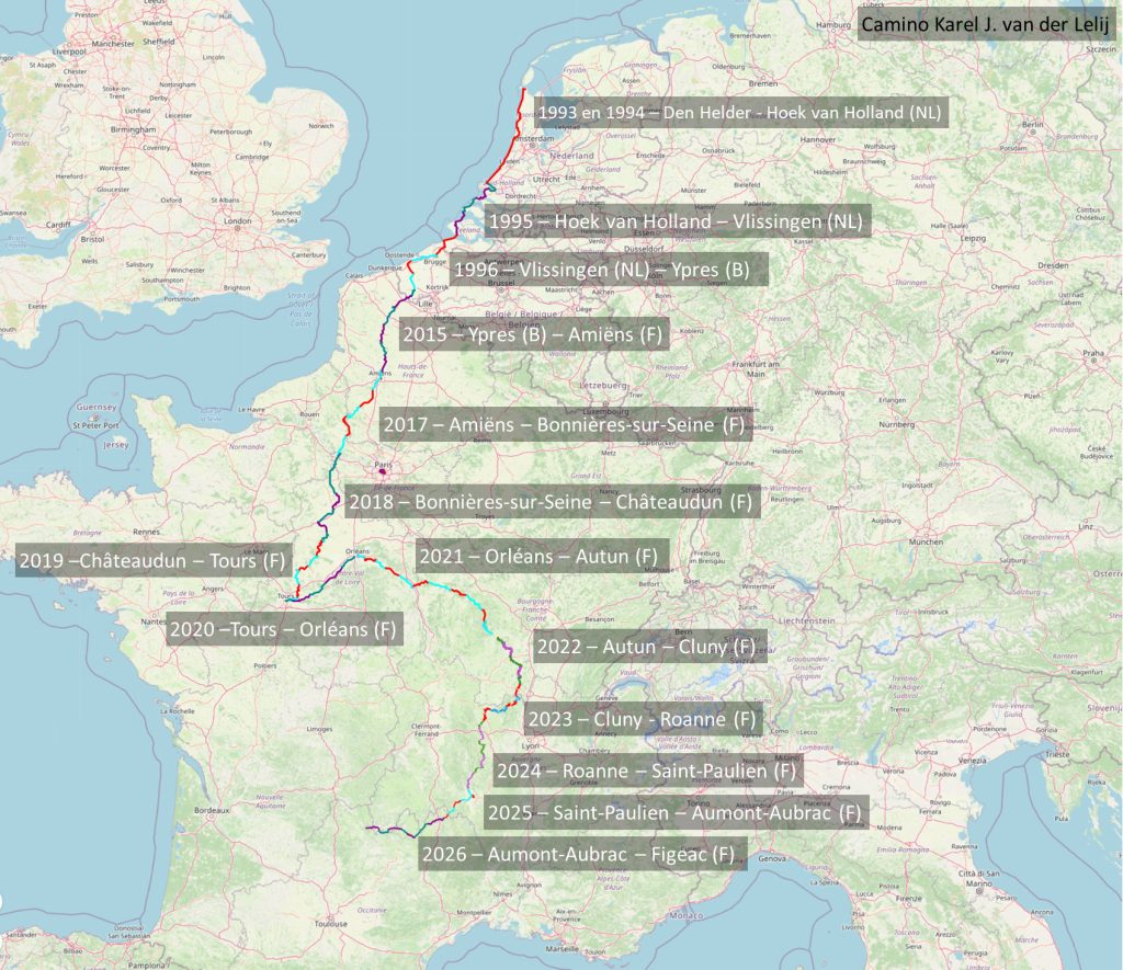 Camino van Den Helder (1993) naar Figeac (2026)